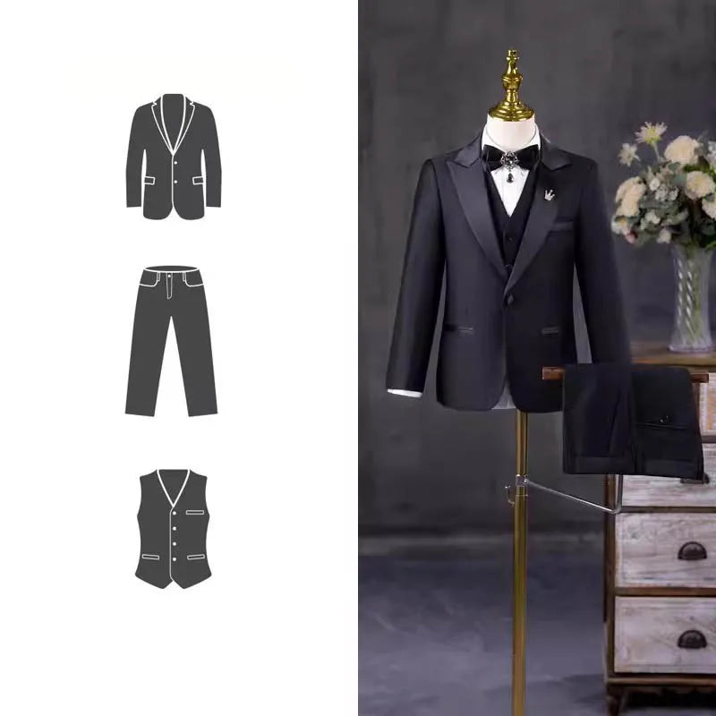 Flower Boys Piano Photography Suit Kids Party Ceremony Costume Children Birthday Wedding Prom Eve Wear Performance Tuxedo Dress