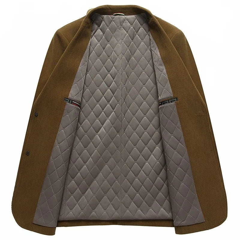 2026 Autumn Winter Men Suit Jacket Thicken Warm Long Sleeve Man Blazer Simple Solid Business Casual Male Outerwear