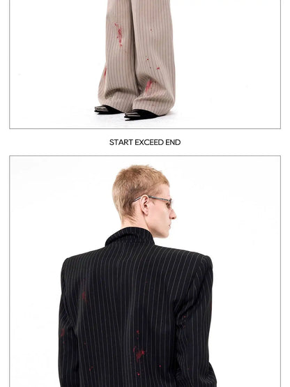 Ink Ejection Tie-dyed Pattern Stripe Printed Shoulder Pad Blazer Coat Men 2025 New Original Luxury Handsome Jacket JY4551