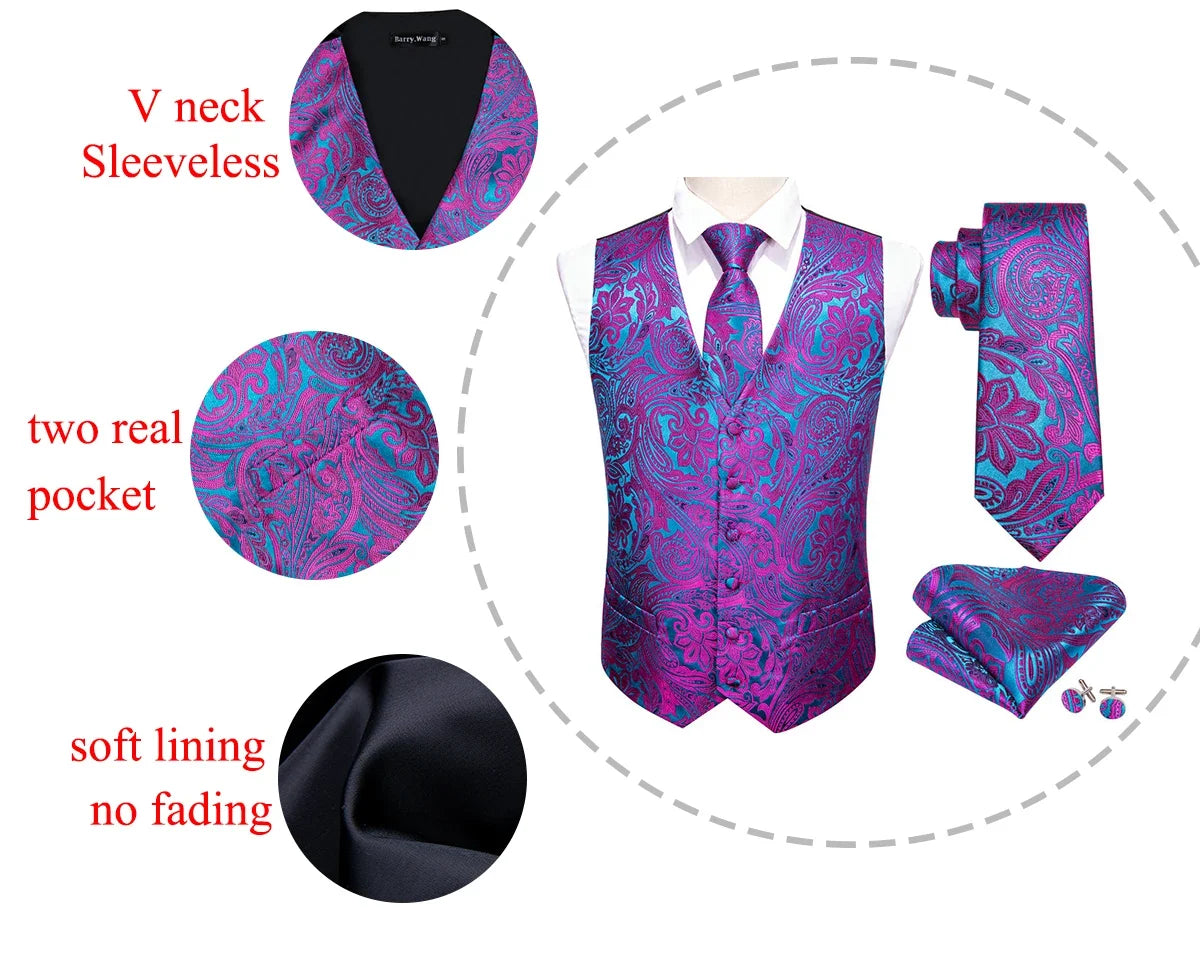 Men's Slim Fit Dobby Vest – Multi-Color Formal Waistcoat for Weddings & Smart Events