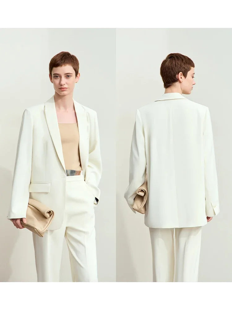 Minimalism Women Tailored Coat 2024 Autumn New Office Lady Lapel Collar Print Patchwork Mid-length Loose Blazer 12443016