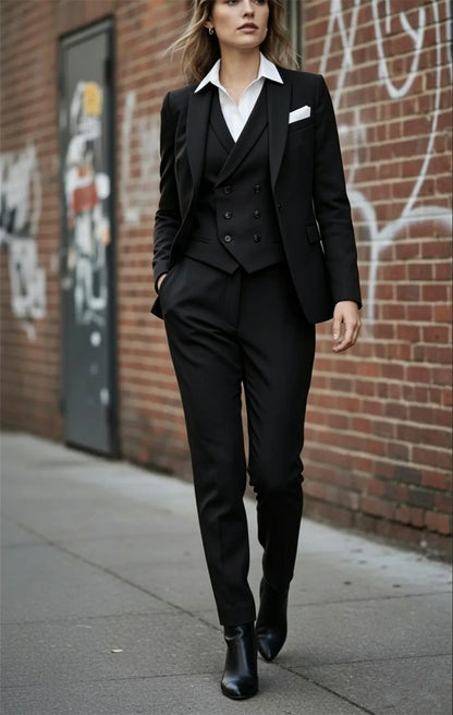 Rust Women’s Business Suit 3 Pcs Vintage Retro Power Ladies Suit Office Wear Traje Mujer (Blazer+Vest+Pants) Tailor Made
