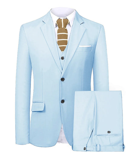 Men's 3 Pieces Suit Two Buttons Notch Lapel Jacket Waistcoat and Trousers Dinner Wedding Tuxedos Slim Fit Formal Business Suits