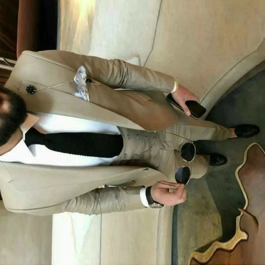 Slim Fit Groom Tuxedo Wedding Men's Suit Notch Lapel Three-Piece Gentle Groomsmen Blazers Male Jacket Costume
