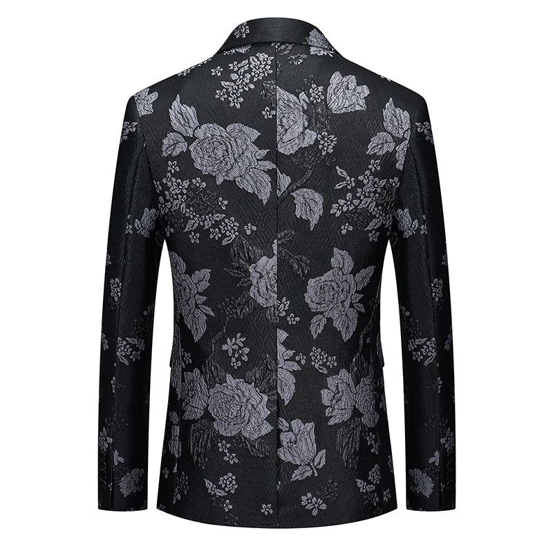 Men's Jacquard Blazer Slim Fit Single Breasted Smart Casual & Formal Wedding Jacket