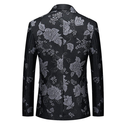 Men's Jacquard Blazer Slim Fit Single Breasted Smart Casual & Formal Wedding Jacket