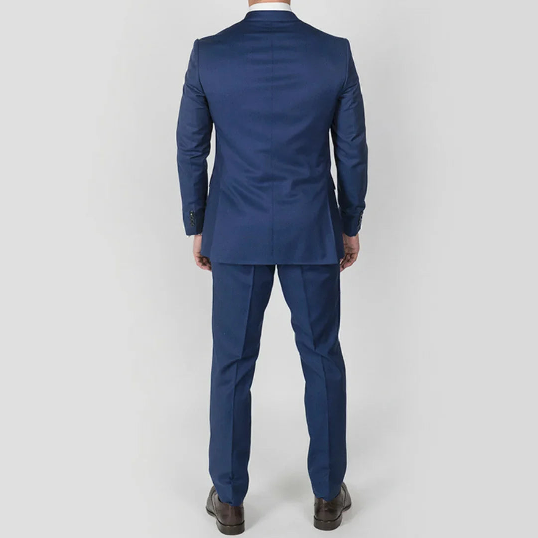 Men Suit Blue 2 Pieces Single Button Solid For Wedding Groom Banquet Prom Work Business Office Daily Jacket And Pants