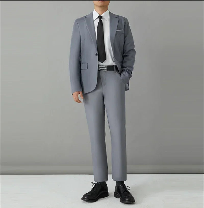 Men's Slim Fit Suit Set – Smart Casual Blazer and Pants for Business, Wedding & Formal Occasions
