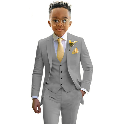 Formal Boys Suits Wedding Tuxedo 3 Pieces 2-20T Kids Slim Fit Jacket Vest Pants Birthday Party Sets School Performance Outfit