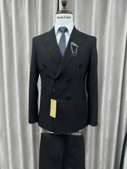 2026 New Striped Suit Set 2 Pieces For Men Wedding Groom Sets S-3XL Handsome Elegant Men's Double Breasted Suits Party Prom Wear