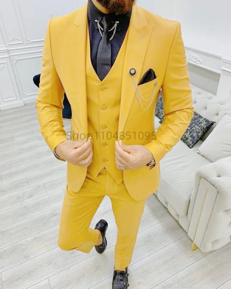 Costume 3 pièces homme col revers blanc, mode à boutonnage simple, blazer gilet pantalon ensemble décontracté chic pour mariage, tenue vestimentaire homme formelle