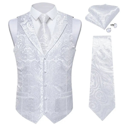 Men's Suit Vest & Tie Set – Paisley Jacquard Waistcoat for Weddings and Formal Occasions