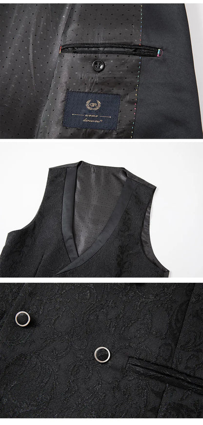 2025 Men's Jacquard Suits 3 Pieces ( Jacket+vest+pant) Wedding Dress Groom's Suit Host's Performance Party Stage Formal Clothing