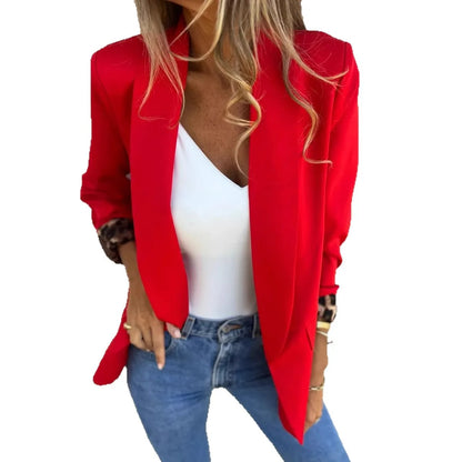 Fashionable Patchwork Color Leopard Print Lapel Small Suit Jacket Polyester Material Slim Fit Style Pure Offline Sales