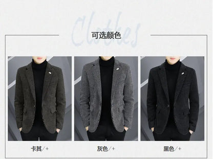 Blazer Autumn and Winter Men Fashionable Outdoor Wedding Slimming Business Casual Korean Version Golden Mink Velvet Girl Blazer