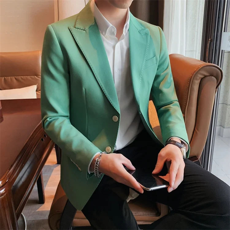 2022 Classic Green Blue Jacket Uniform Groom Tuxedos Mens Wedding Suits Peaked Lapel Man Business Blazer Groomsmen Prom Dress