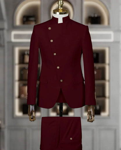 Costume Homme Cintrée 2 Pièces Uni pour Marié, Ensemble Blazer et Pantalon, Formel et Élégant, pour Fête, Bal de Fin d'Année, Banquet (Veste + Pantalon)