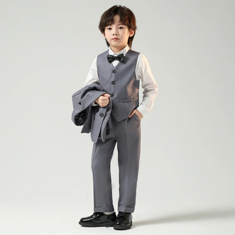Txjojn Plus Size Kids Tuxedo 4 Pieces,Formal Handsome Boys Suits Party Wear,Notched Lapel Children's Fashionable Suit Set