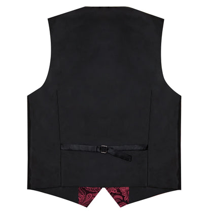 Men's Paisley Suit Vest – Single-Breasted Waistcoat with Tie, Handkerchief & Cufflinks for Weddings & Banquets