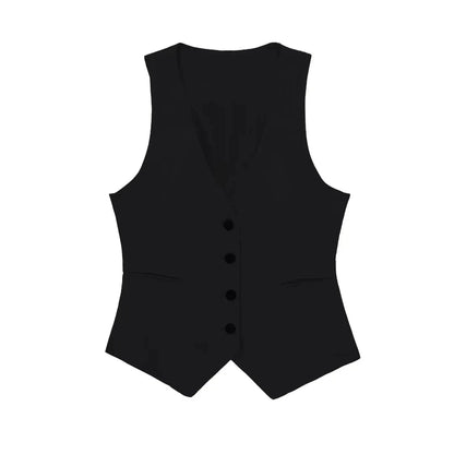 Fashion Women's Vest Linen Sleeveless Suit Vest Coat for Women Autumn Korean Female Black White Suit Vest Top
