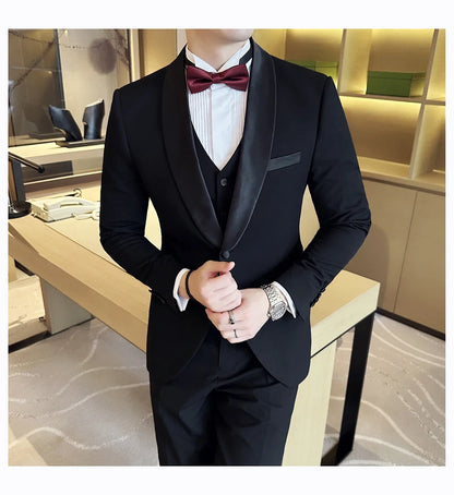 Plus Size 6XL 5XL Men Formal Business Suit 3 Set Pieces Classic Slim Fit Business Suits Sets Autumn Men Wedding Party Tuxedo