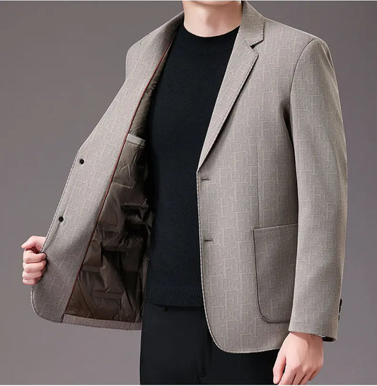Men's Smart Casual Blazer – Single Breasted Polyester Jacket for Spring & Autumn