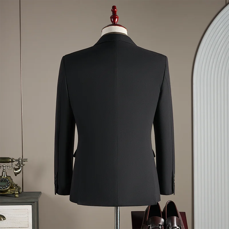 Men's Wool Blend Three-Piece Suit – Slim Fit British Style for Weddings & Formal Occasions