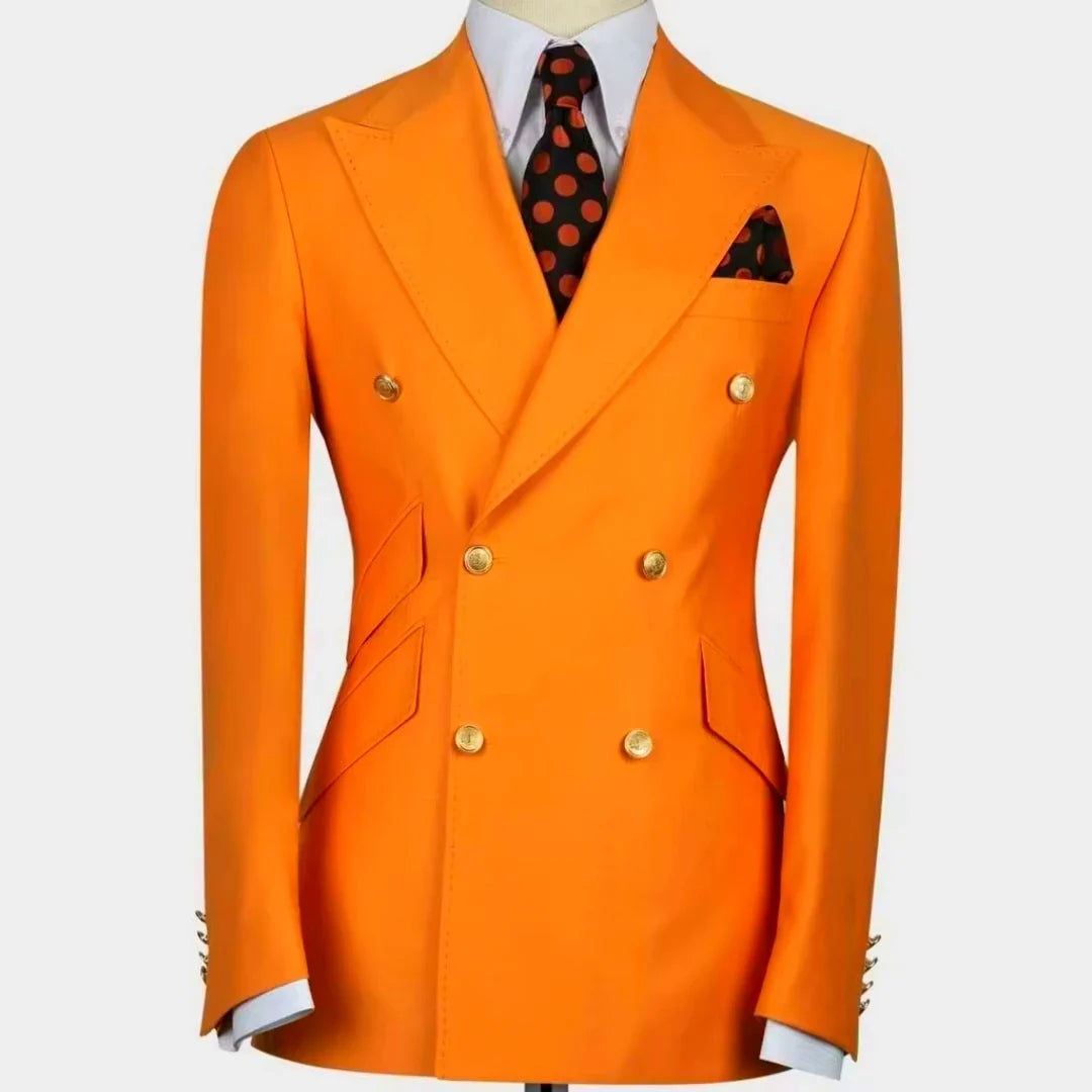 Solid Suit Blazer For Men Groom's Wedding 1 Pieces Slim Fit Jacket Coat Peak Lapel Luxury Men Suit Jacket Tuxedo Gold Buttons