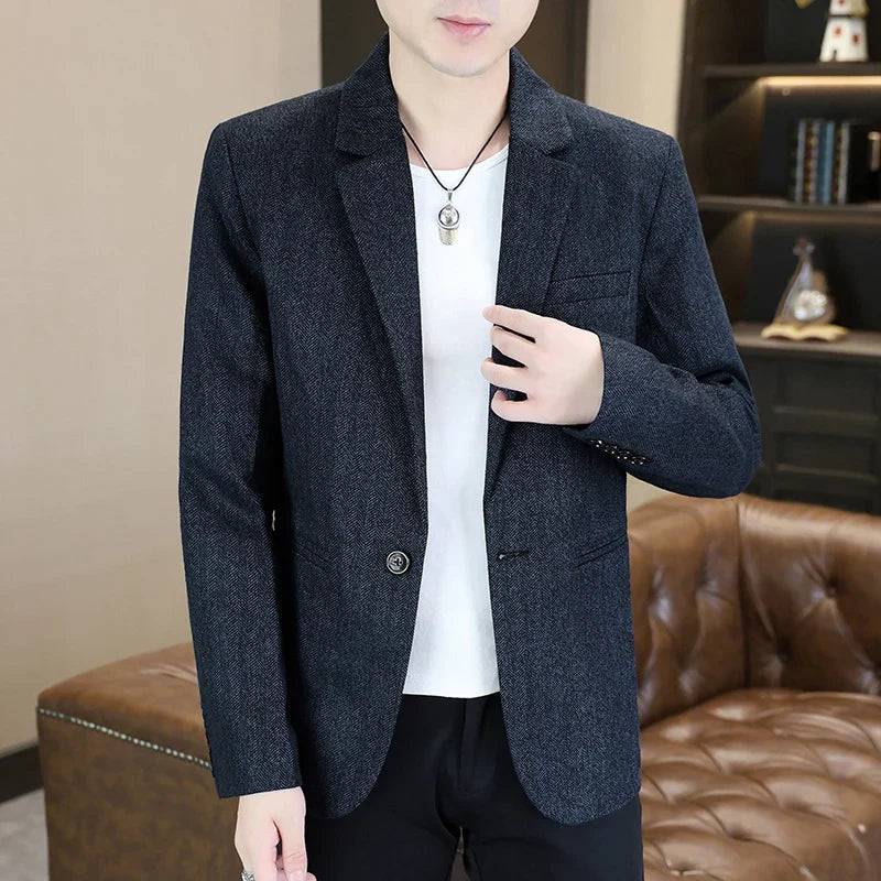 Blazer Men's Fashion Business Gentleman Groom Professional Gentleman Form-fitting Versatile Casual Formal Wear High-end Blazer