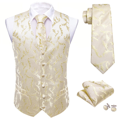 Men's Suit Vest with Matching Tie | Jacquard Paisley Waistcoat for Weddings & Formal Events