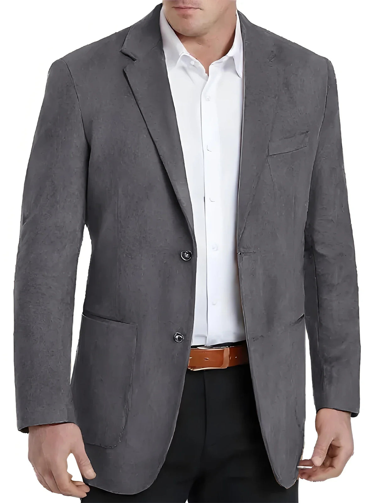 Vintage Mens Suede Blazer Jacket Casual Business Single Breasted Suit Coat Long Sleeve Patch Pocket Blazer for Office Streetwear