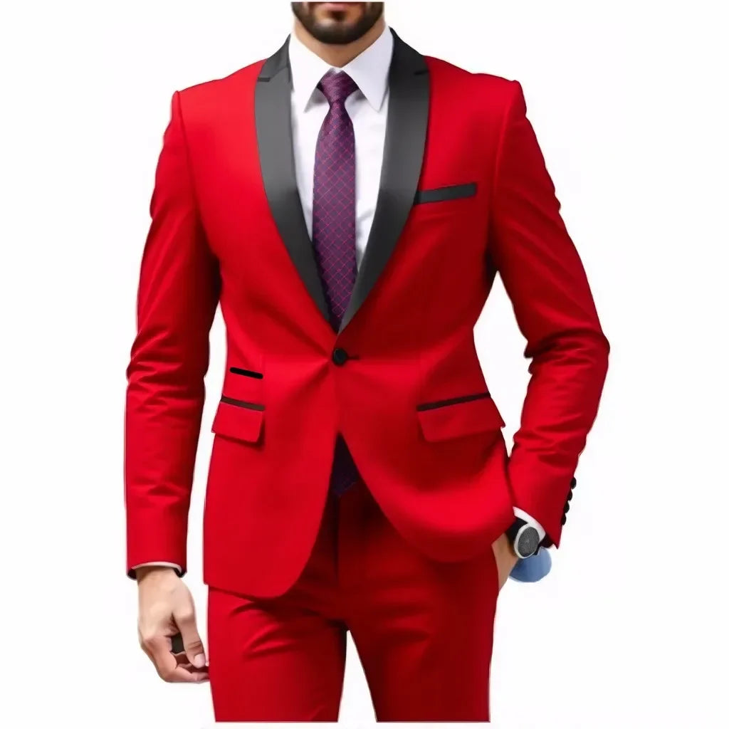 Ensemble costume homme - Costume de cérémonie pour homme - Ensemble 2 pièces pour tenue de marié - Costume homme pour tenue d'affaires, de mariage, de banquet