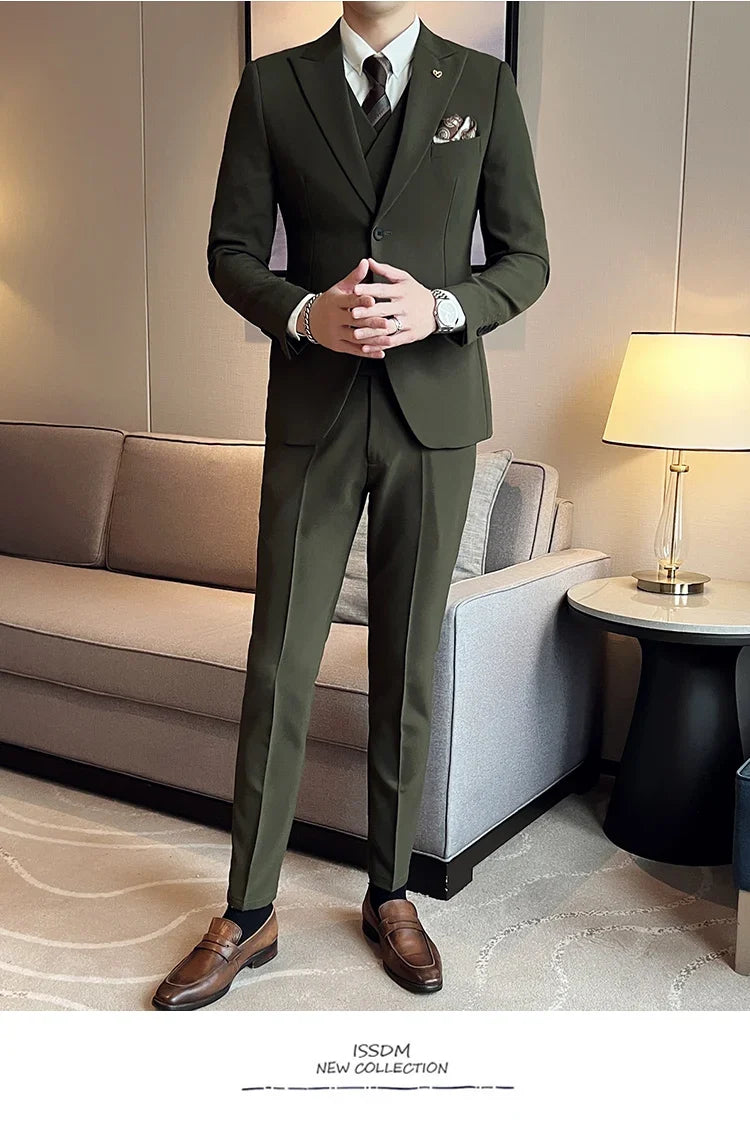 (Blazer+ Vest + Trousers) 2023 Latest Design Double Breasted Vest Men's Suit High Quality Business Simple Casual Dress Wedding