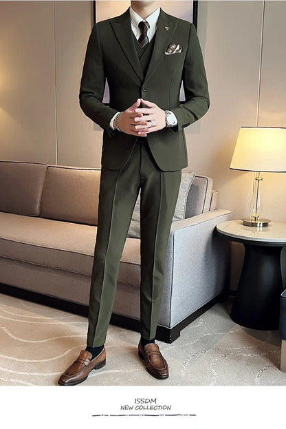 (Blazer+ Vest + Trousers) 2023 Latest Design Double Breasted Vest Men's Suit High Quality Business Simple Casual Dress Wedding