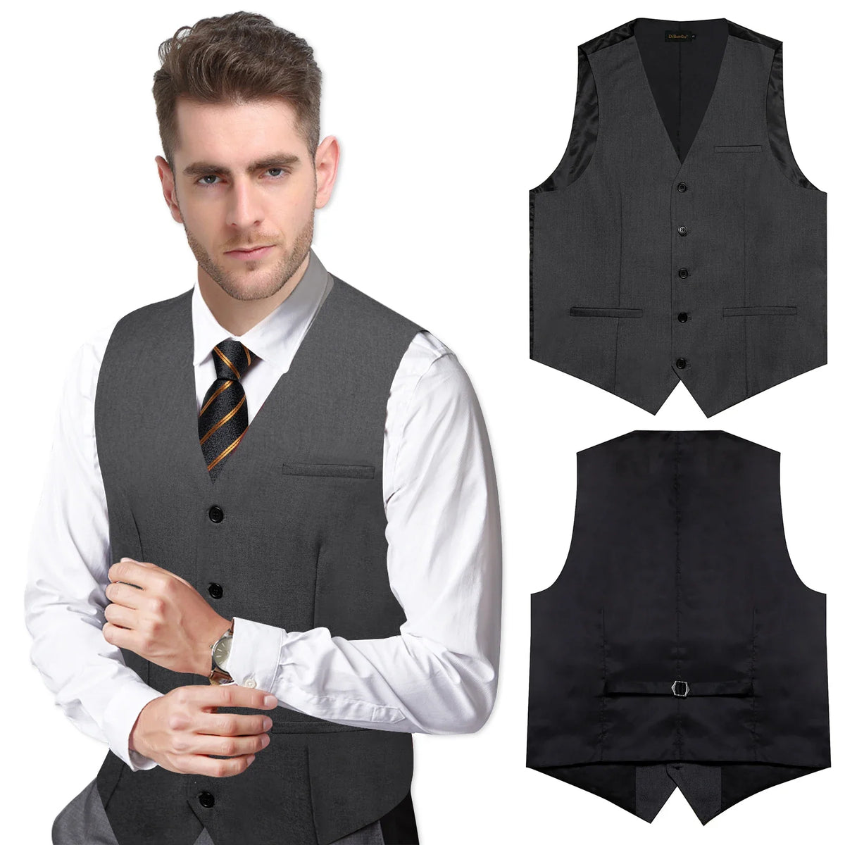 Men's Suit Vest – Solid Formal Waistcoat for Wedding, Party & Business Wear
