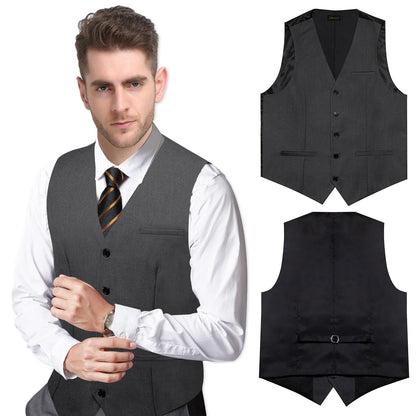Men's Suit Vest – Solid Formal Waistcoat for Wedding, Party & Business Wear