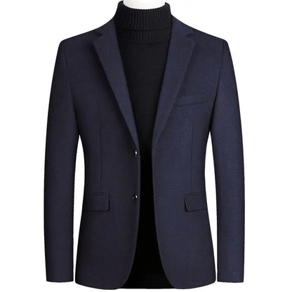 New Men's Wool Blazers Male Suit Jacket Oversized Solid Business Casual Winter Jacket Men Clothing Wedding Suit Coat 4XL