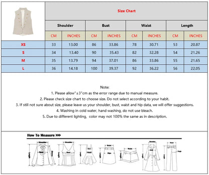 2026 Elegant Office Women Sleeveless Waistcoat Lapel Double Breasted Metal Gold Button Flap Pockets Slim Business Suit Vest