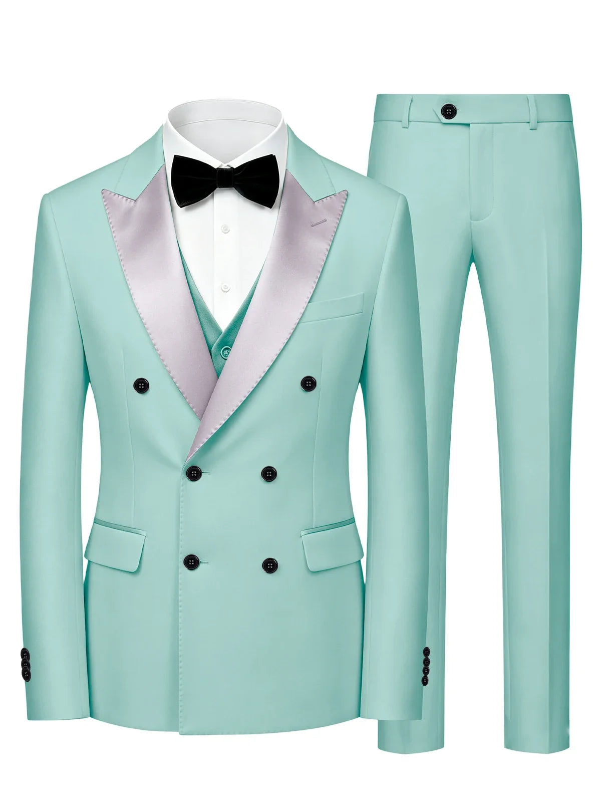Men's Double Breasted 3 Piece Suit – Slim Fit Tuxedo Set for Weddings & Formal Events
