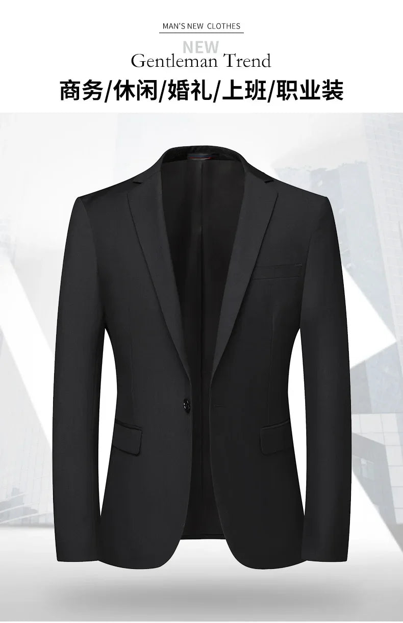 Blazer Fashionable Business Outdoor Gentleman, Trendy Solid Color Men, Formal Casual and Slimming Wedding Host Gentleman Blazer