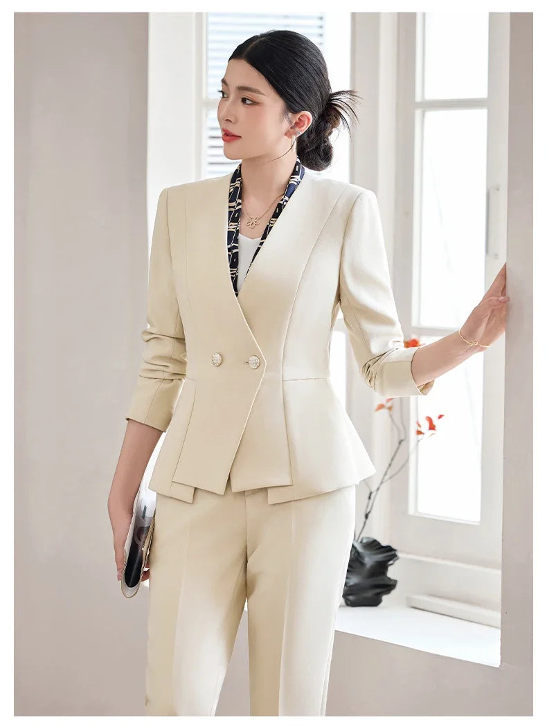 Fashionable professional women's two-piece pant+blazers. Slim fit, elegant  comfortable. 2025 autumn winter new styles