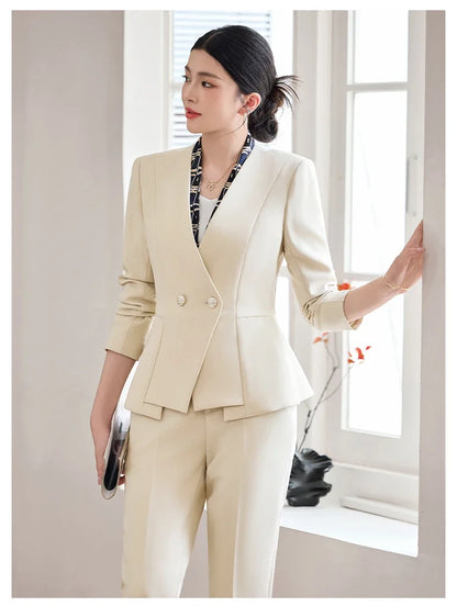 Fashionable professional women's two-piece pant+blazers. Slim fit, elegant  comfortable. 2025 autumn winter new styles