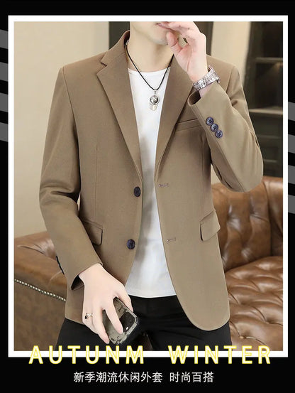 Blazer's New Men's Business Gentleman Korean-style Wedding Fashion Trendy Slimming Versatile High-end Casual Accessory Blazer