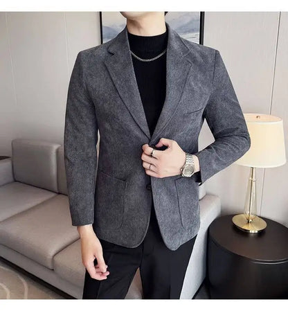 High-end Design, Fashionable, Cool and Trendy Business Casual Banquet New Corduroy Suit Banquet Fine Jacket