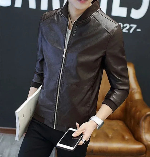 Brown Casual Men's Suit Jackets Trendy 2025 Korean Style Clothes Male Leather Blazer Single Models Luxury Designer Menswear Coat