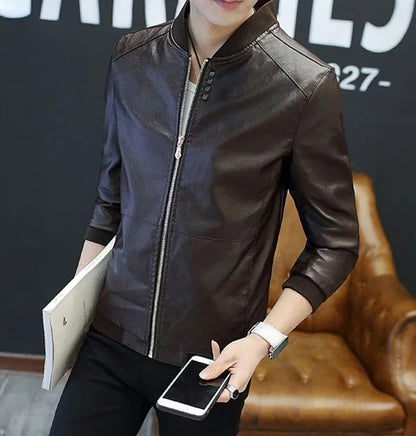 Brown Casual Men's Suit Jackets Trendy 2025 Korean Style Clothes Male Leather Blazer Single Models Luxury Designer Menswear Coat