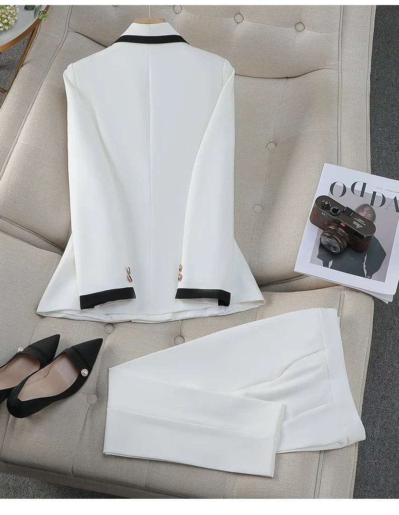 Luxury White Professional Clothing Dry Female Boss Suit Jacket Blazer Female Commuting Business Formal Wear Workwear Suits