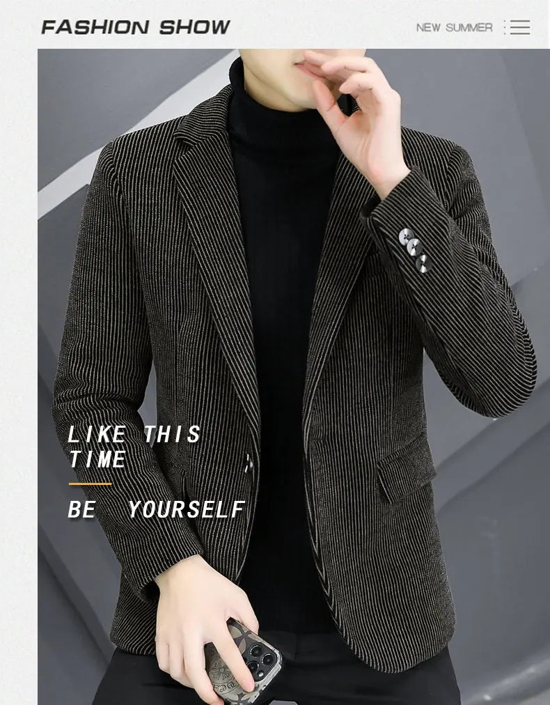 Blazer Autumn and Winter Men Fashionable Outdoor Wedding Slimming Business Casual Korean Version Golden Mink Velvet Girl Blazer