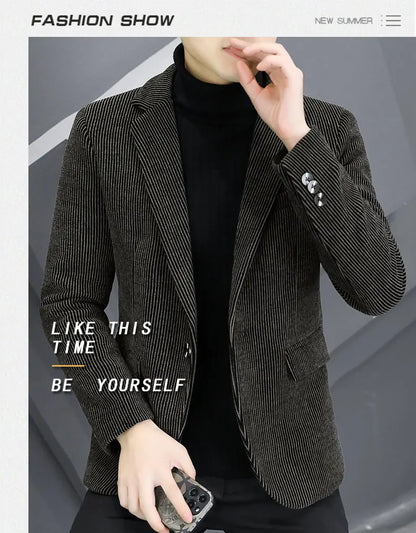 Blazer Autumn and Winter Men Fashionable Outdoor Wedding Slimming Business Casual Korean Version Golden Mink Velvet Girl Blazer