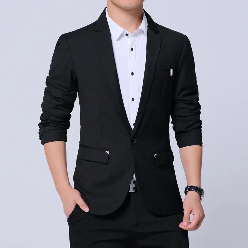 Blazer Men's Fashion Premium Business Outdoor Gentleman Self-cultivation English Style Solid Color Casual Hosts Weddings Blazer